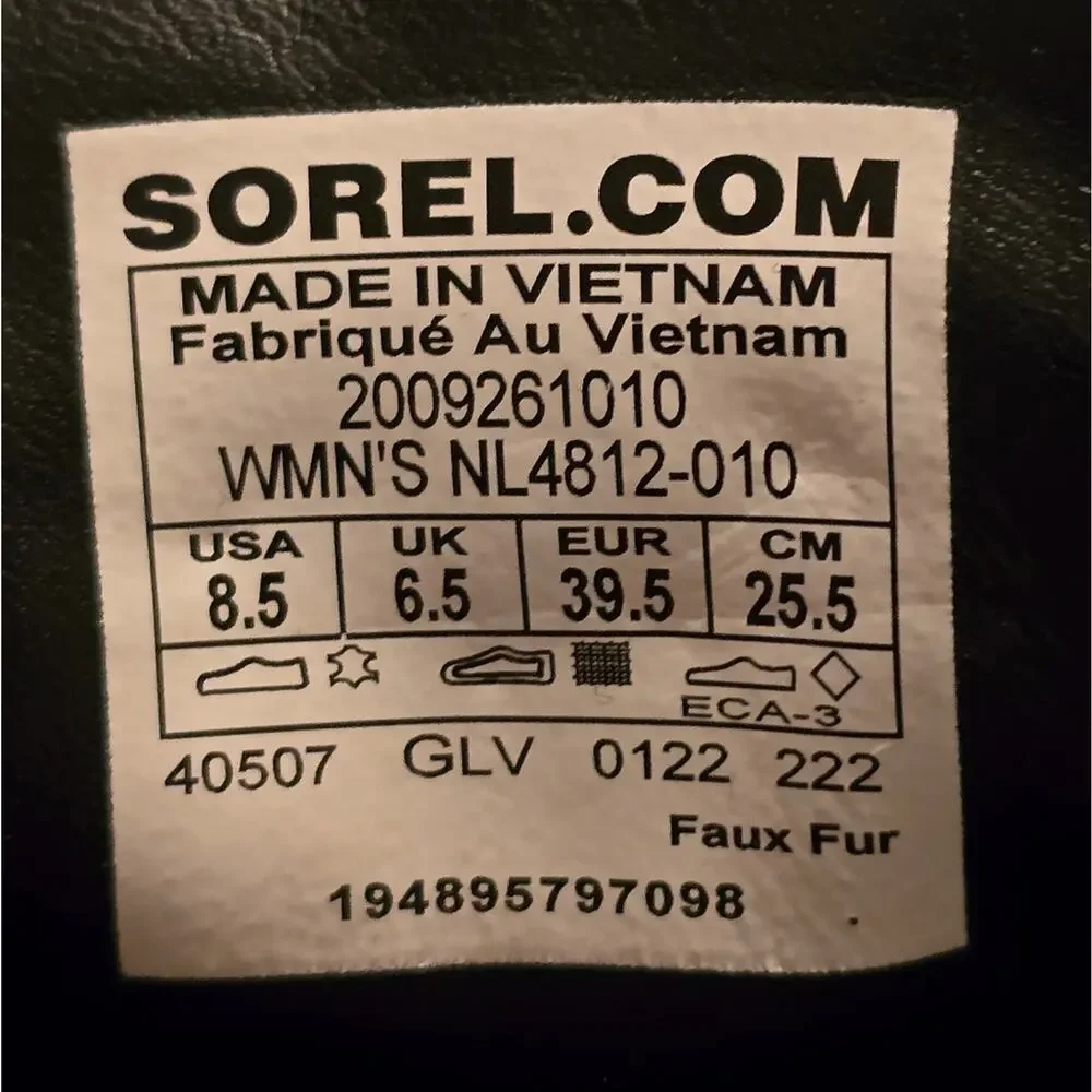 Sorel‎ Brex Cozy Lace Waterproof Boot - Black Sea Salt - Women's US Size 8.5 New